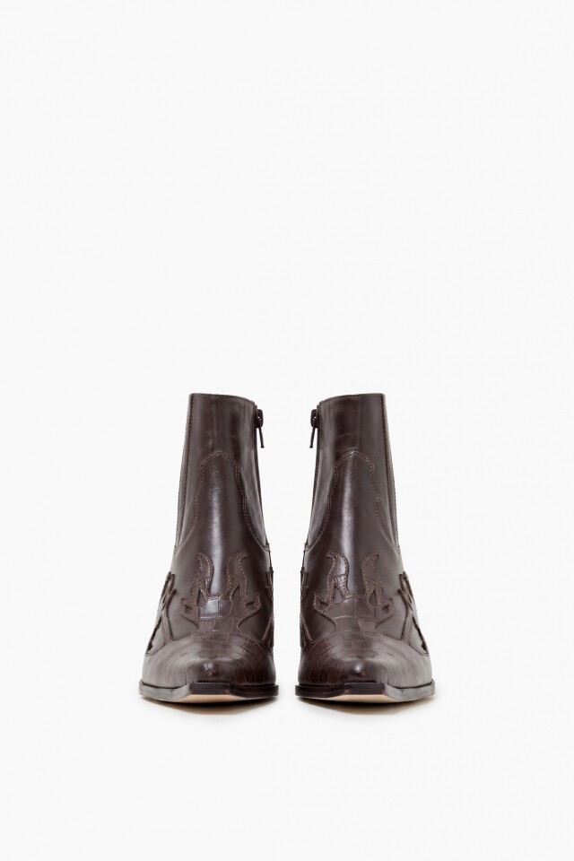 Bota de cuero Texi croco chocolate