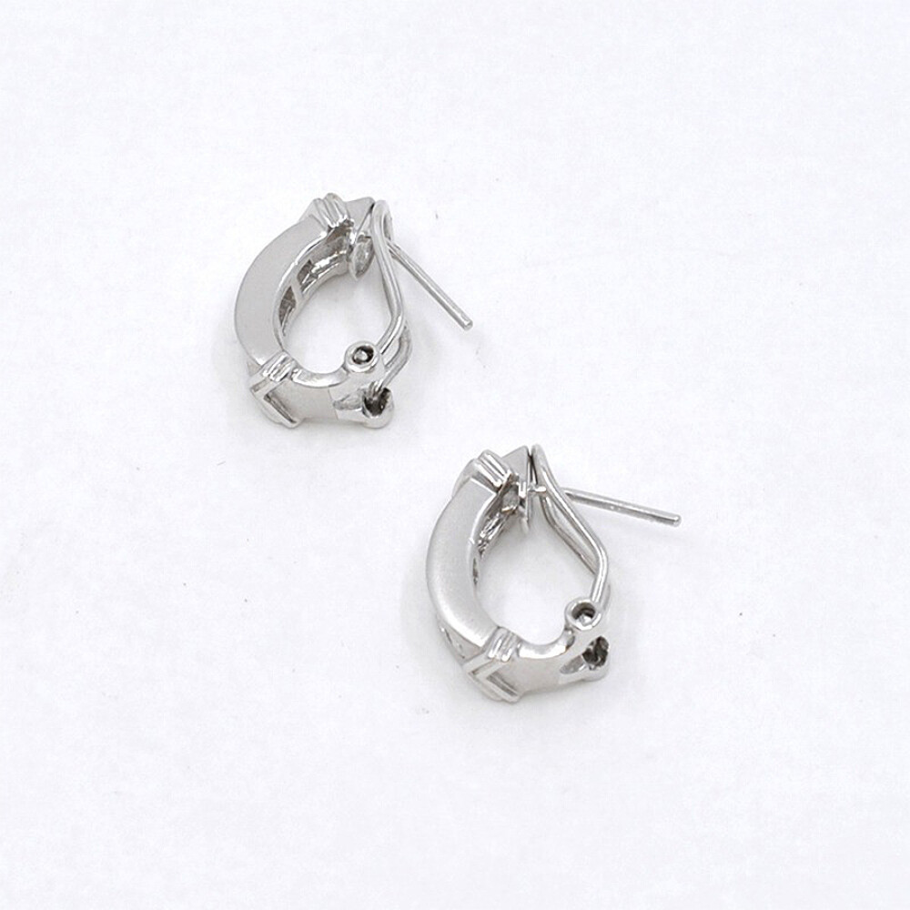 Aros En Oro 18K Blanco Y Brillantes Aros En Oro 18K Blanco Y Brillantes