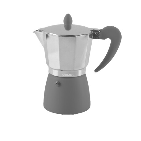 Cafetera Italiana Comet 6 Tazas Aluminio Mango Ergonómico Gris