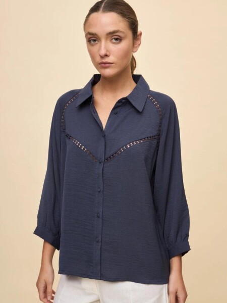 CAMISA ALLIE CASTELLO M.3/4 AZUL