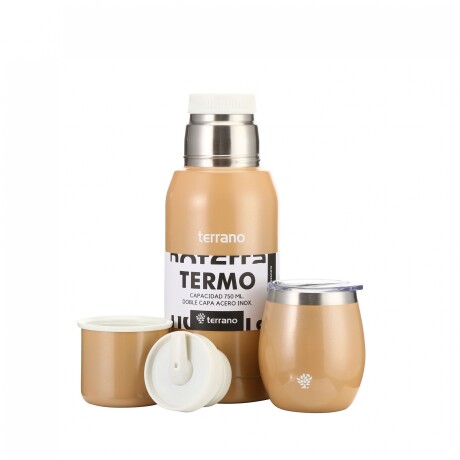 Set Acero 750ml / Mate con Tapa Oro