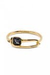 PULSERA RÍGIDA BAÑADA EN ORO 18K CON CRISTAL FACETADO NEGRO Pulsera