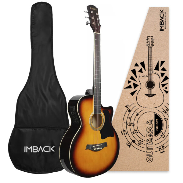 Guitarra Electroacústica para Diestros con Funda Color Cedro gui002 Guitarra Electroacústica para Diestros con Funda Color Cedro gui002