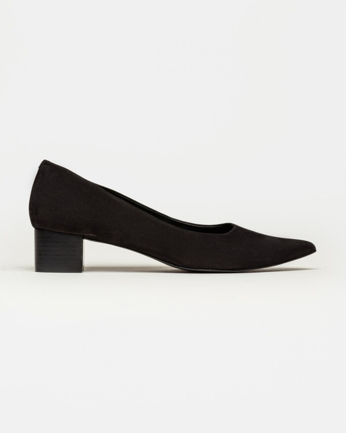 Stiletto Alanis en cuero nobuk Negro