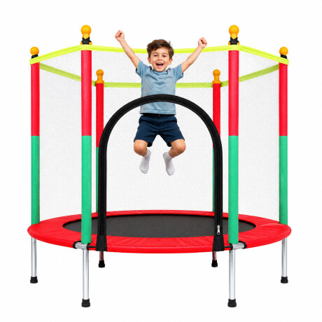 Cama Elástica Infantil Diametro 140cm Con Red De Seguridad Rojo