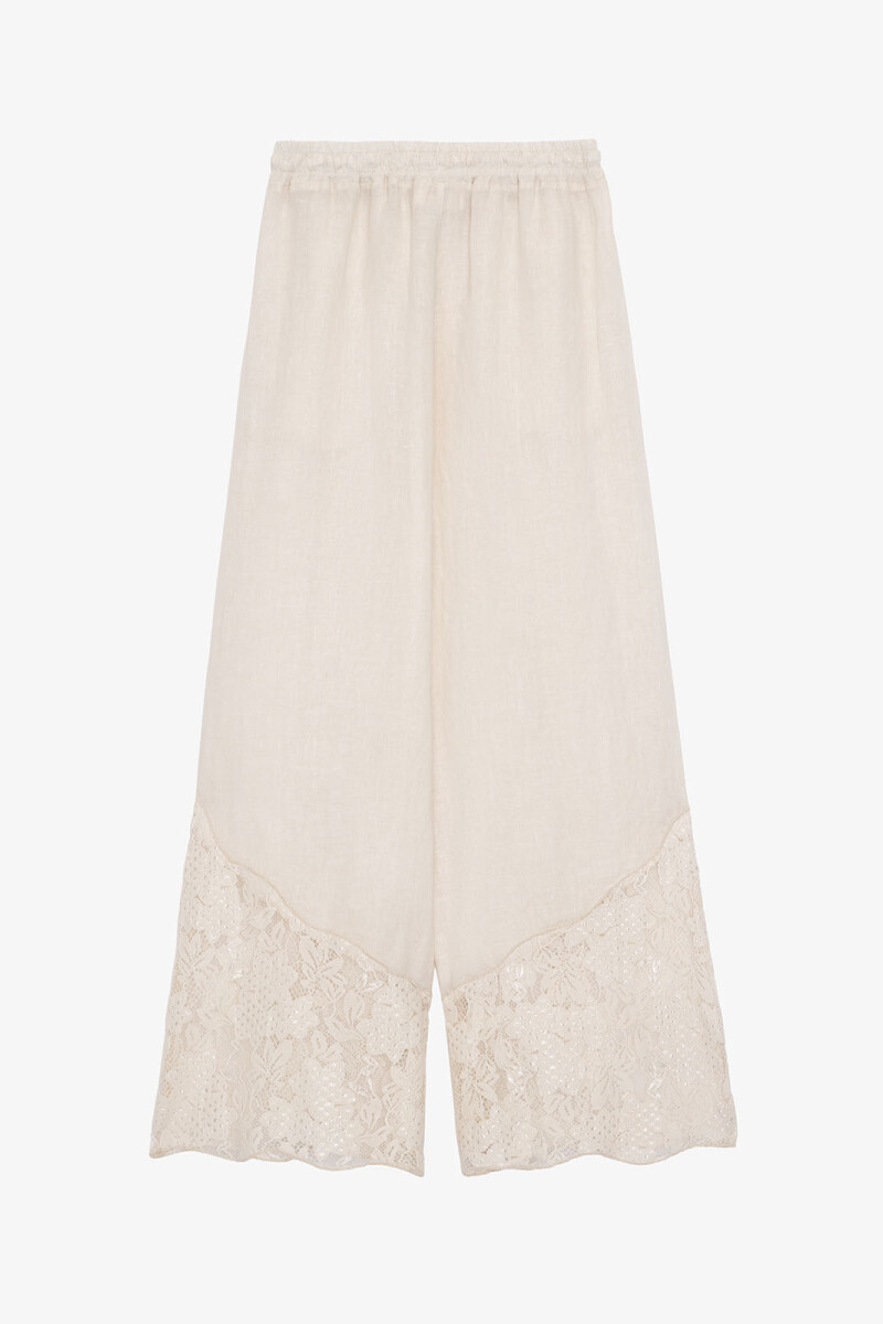 PANT LINO ENCAJE Crudo
