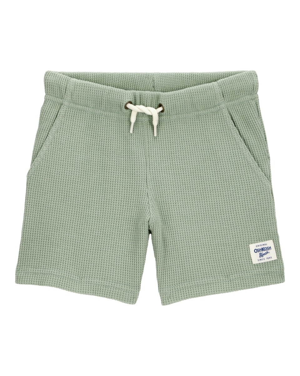 Short de algodón, punto waffle, verde 