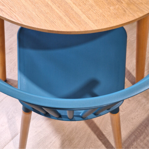 Silla Diseño Windsor con Patas de Madera para Comedor y Jardín - Azul Silla Diseño Windsor con Patas de Madera para Comedor y Jardín - Azul