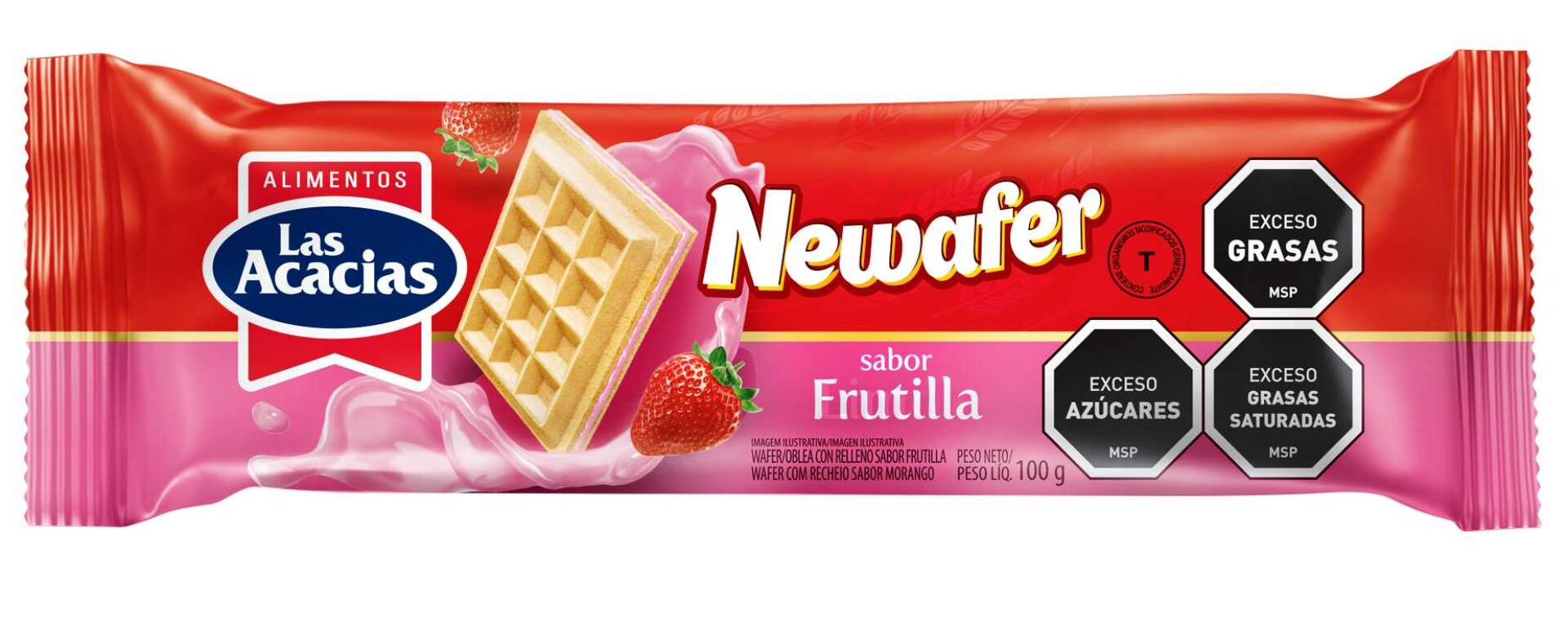 WAFFLE NEWAFER LAS ACACIAS 100G FRUTILLA 