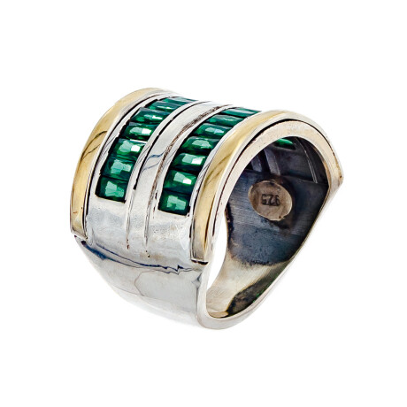 Anillo de plata 925, double en oro 18 ktes y circonias. Anillo de plata 925, double en oro 18 ktes y circonias.