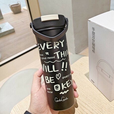 Vaso térmico de acero con infusor y asa - 610ml Negro