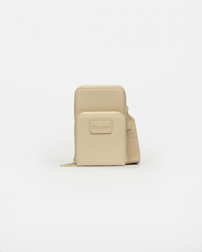 Porta Celular Penny en Efecto Cuero Zaffiano Metalizado