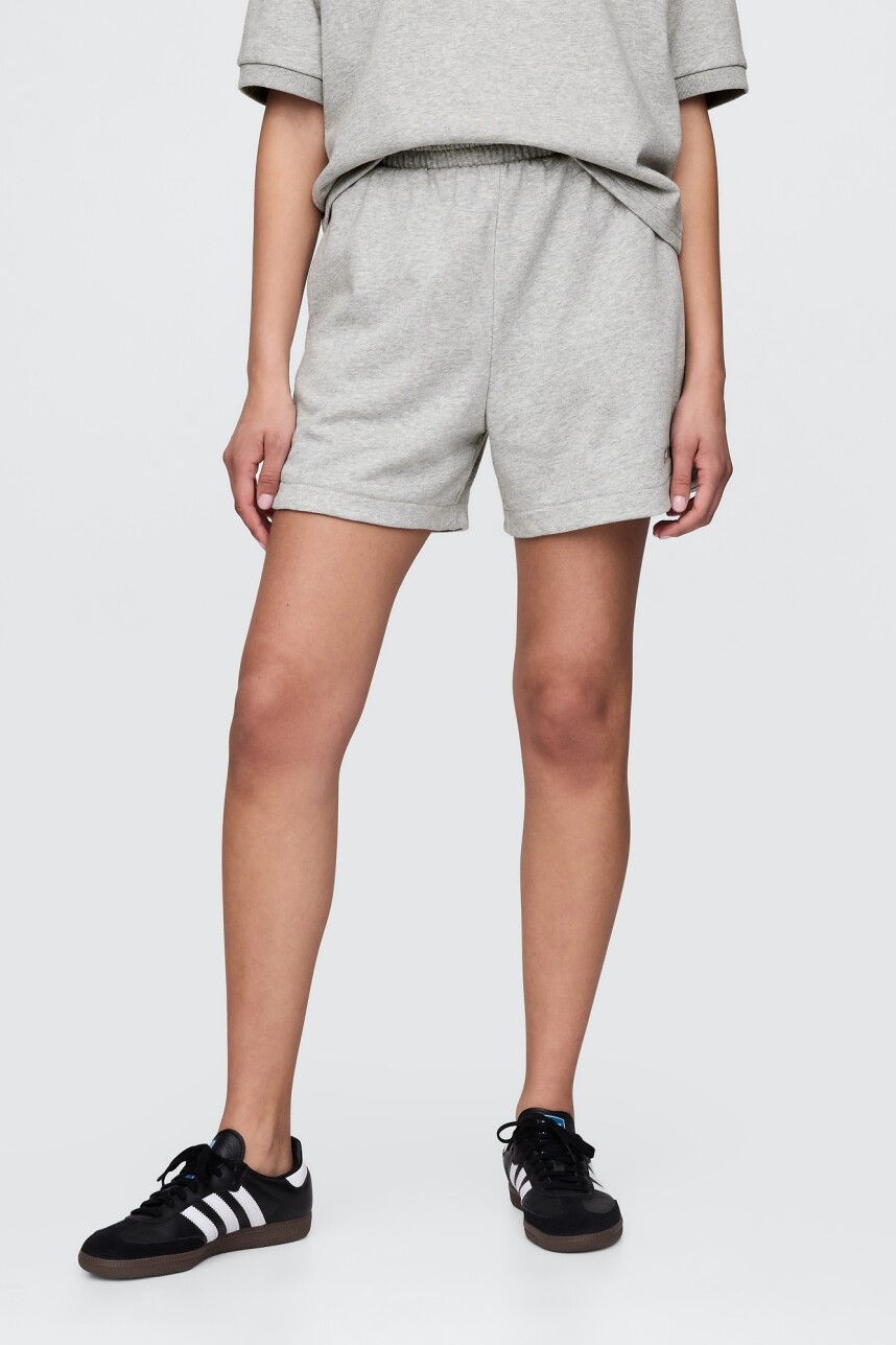 Short Sin Felpa Logo Gap Mujer Light Heather Grey B08