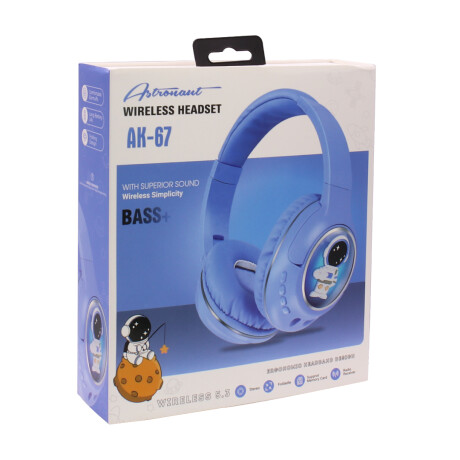 Auriculares Vincha Bluetooth AK-67 Spaceman CELESTE