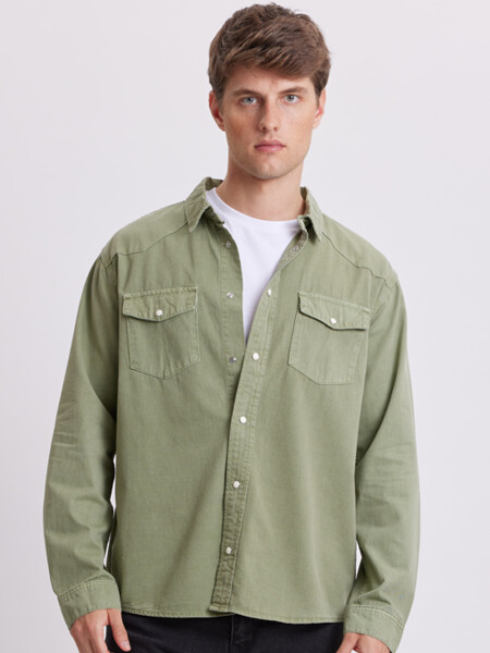 Camisa de jean Verde