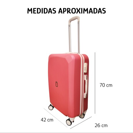 Valija Mediana Rígida 4 Ruedas 360º Manija Extensible Fucsia/blanco