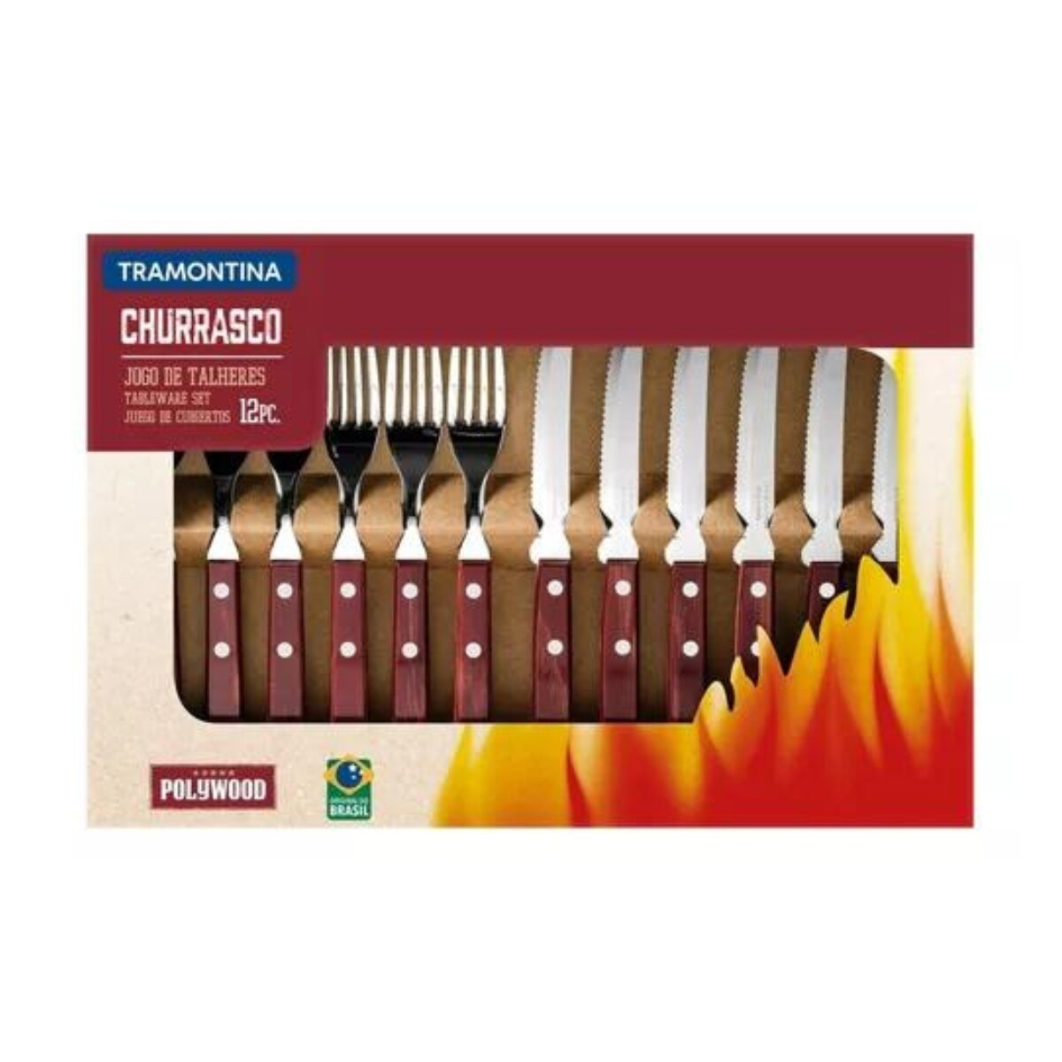 Juego Cubiertos Tramontina Polywood para Asado 12 Piezas 