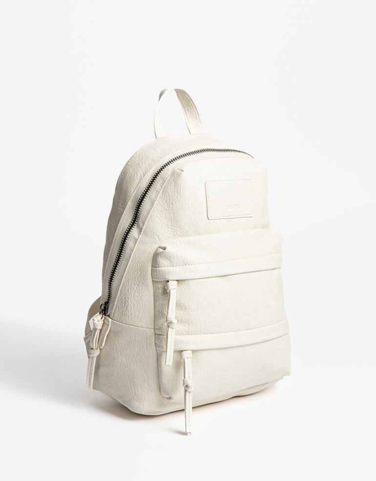 Mochilas Urbanas Mochila Doble Bolsillo - Blanco Crudo