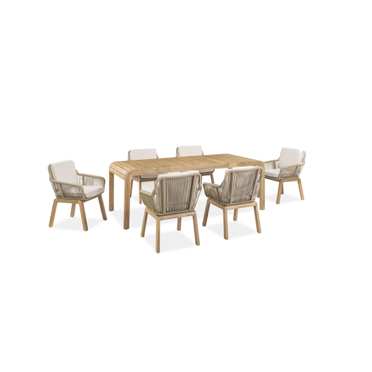 SET DE COMEDOR EXTERIOR - MADERA-ACACIA NATURAL-BEIGE CAMEO 