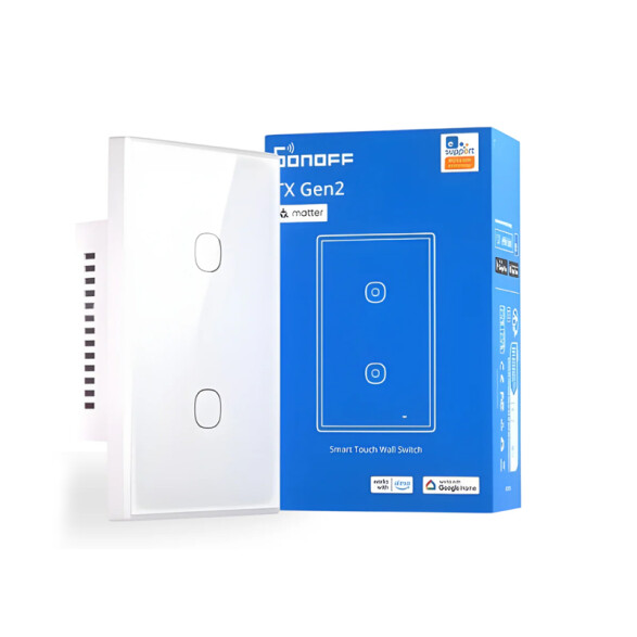 Plaqueta touch wifi "tx" 2 canales blanco matter SO0074