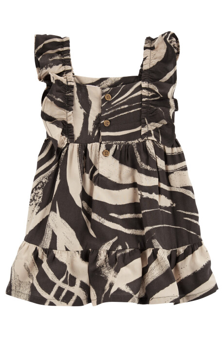 Vestido de popelina Ecovero, escalonado, diseño cebra Sin color