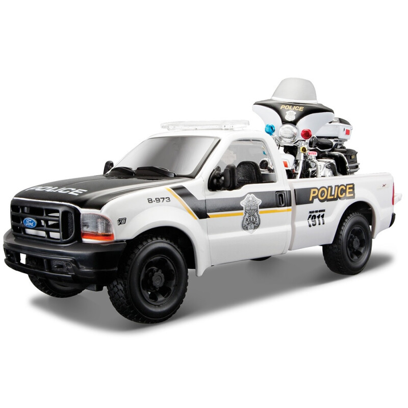 Ford F-350 1999 Pick Up + Harley Police Dep. - B Maisto 1/24 Ford F-350 1999 Pick Up + Harley Police Dep. - B Maisto 1/24