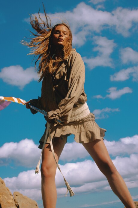 The Ranch Skirt Beige / Negro