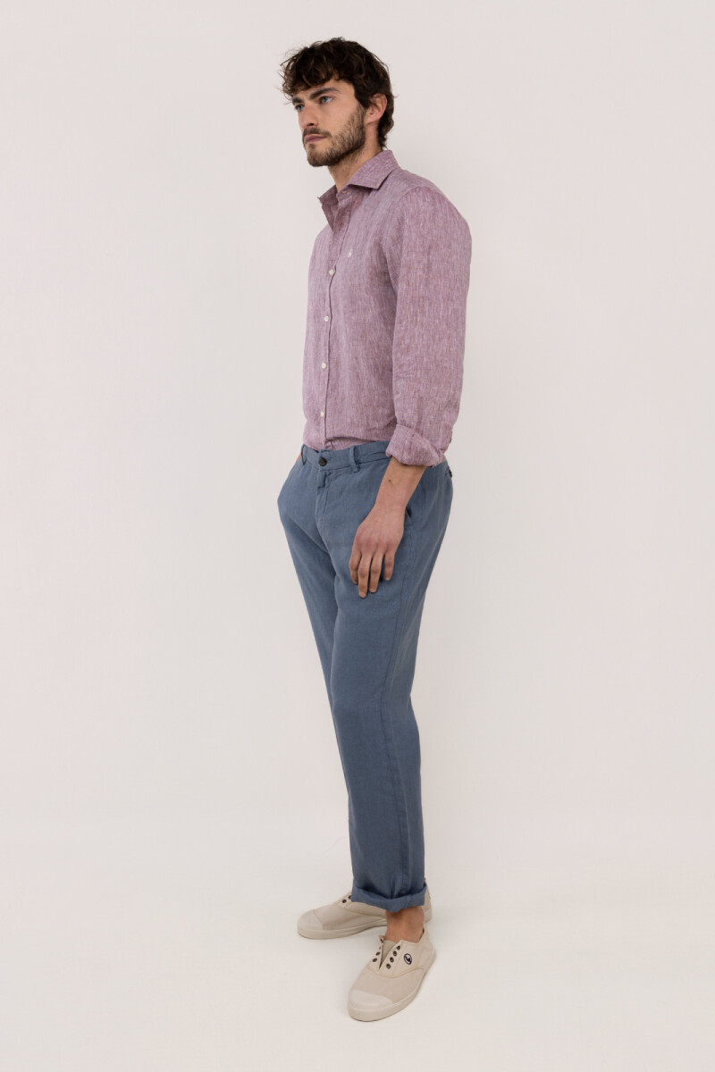 Pantalón Lino Azul Medio