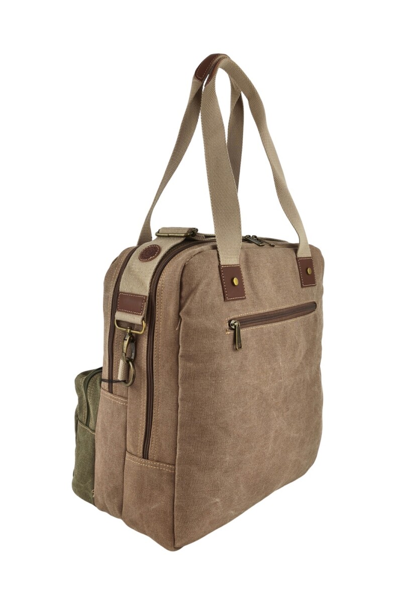 Bolso porta laptop de lona Marrón con Verde