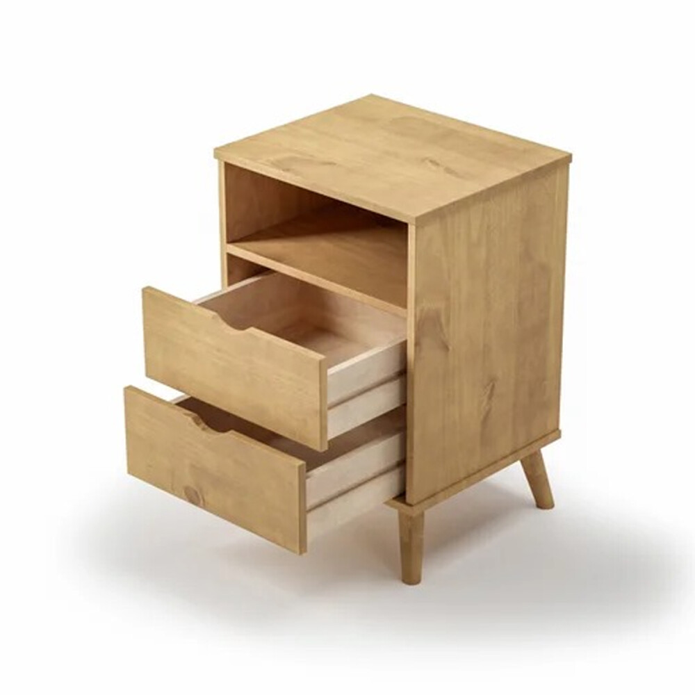 MESA DE LUZ O NOCHE 2 CAJONES CON PATAS EN MADERA MACIZA MADERA