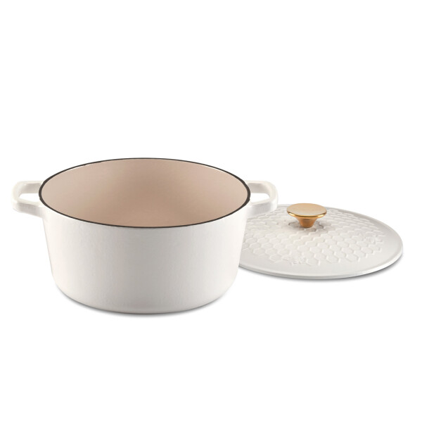 Cuisinart® CACEROLA DE HIERRO FUNDIDO BEEHIVE 5QT - BLANCO MATE N/A