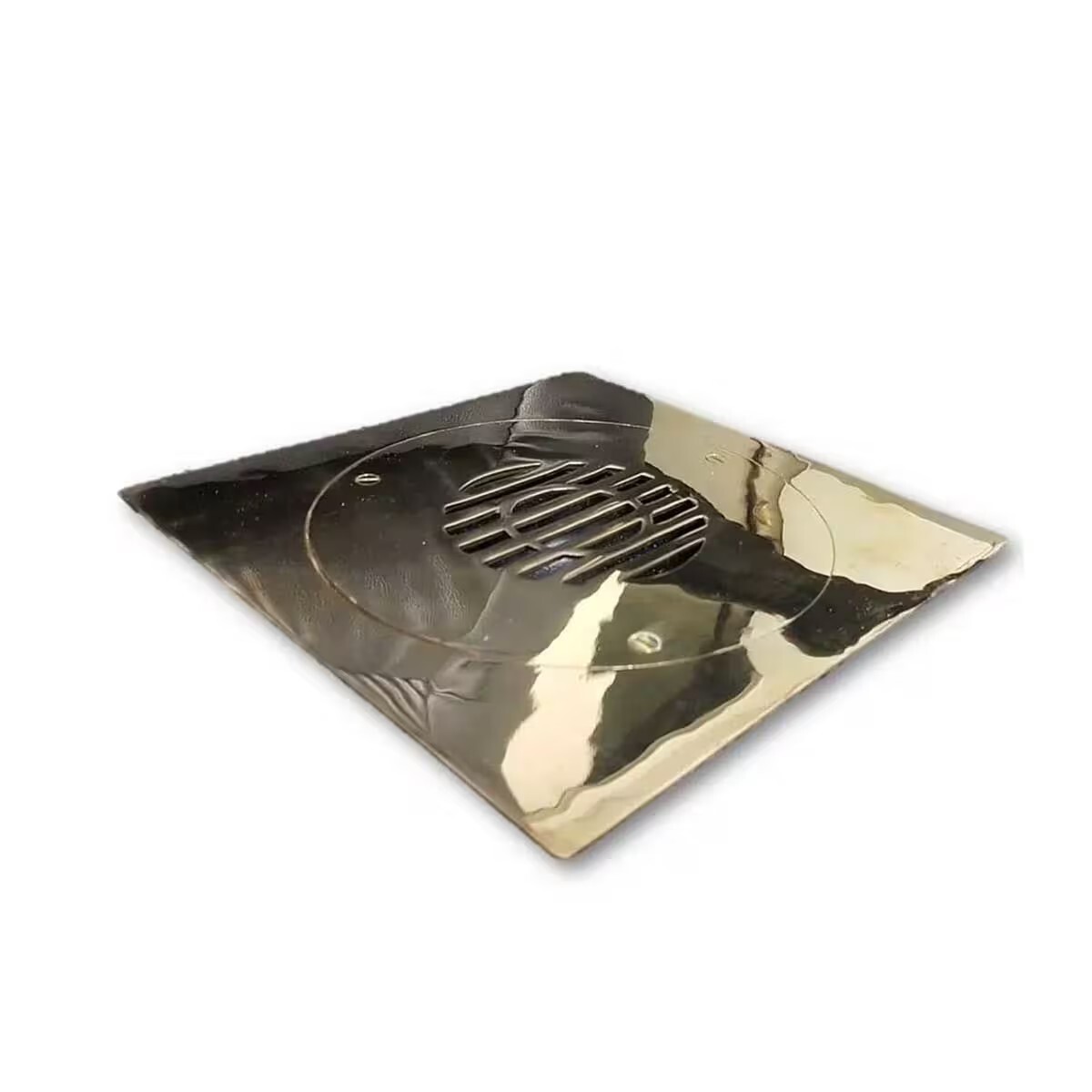 Rejilla Bronce Pulido C/sifón Caja Plomo 20x20cm 