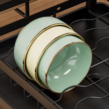 Escurridor De Platos 2 Pisos Drenaje Automatico Metálico Negro