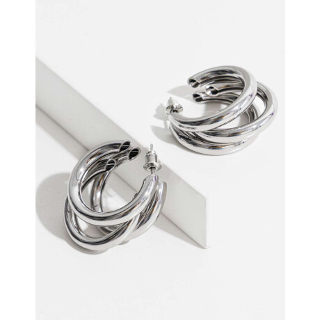 Argollas De Metal Plateado Rodio