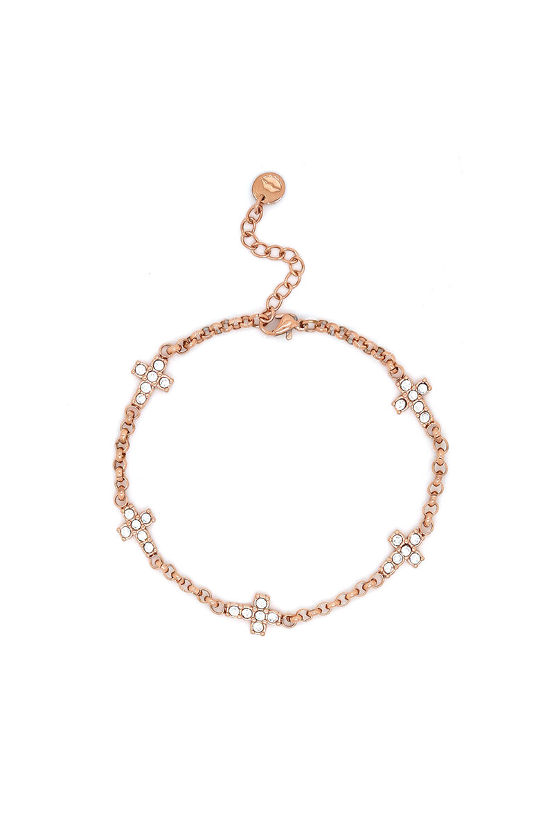 Pulsera Cruces con piedras Oreiro dorado