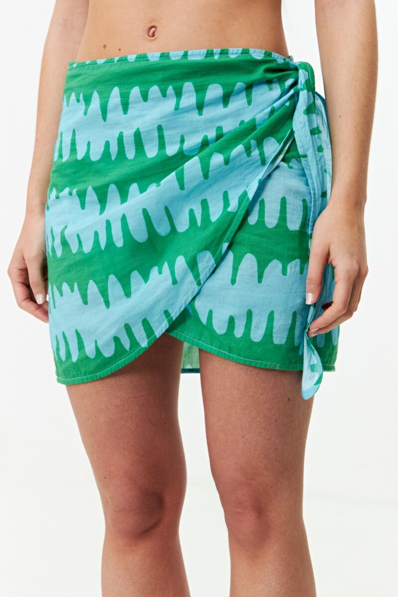 Falda corta multicolor celeste