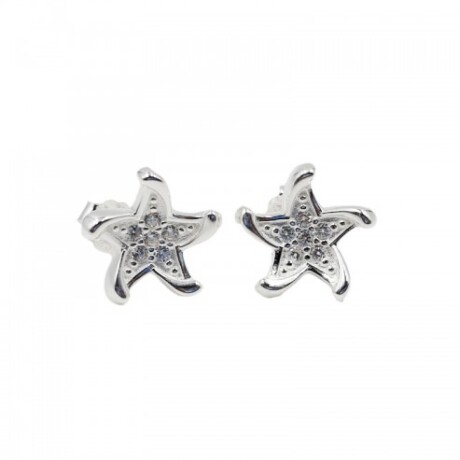 Par de caravanas de plata 925 con circonias, ESTRELLA DE MAR. Par de caravanas de plata 925 con circonias, ESTRELLA DE MAR.