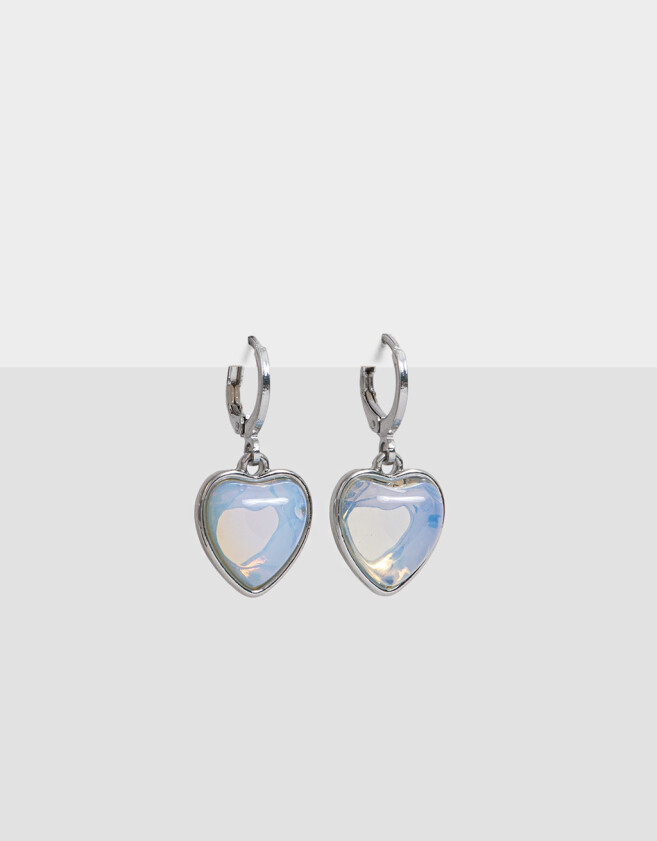 Aros Argollas Moonstone Aros Argollas Corazón - Plateado