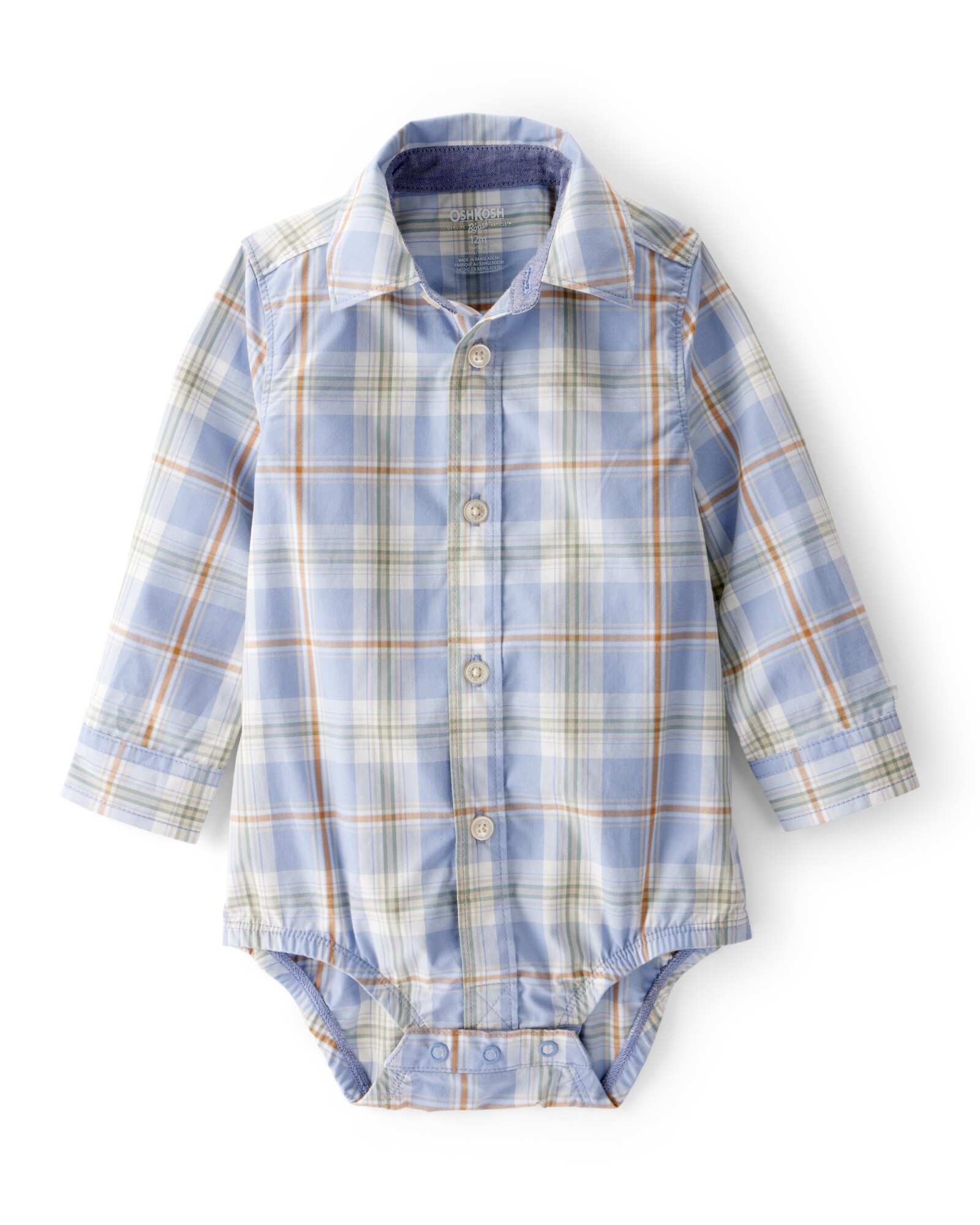 Body de popelina, tipo camisa, diseño a cuadros Sin color