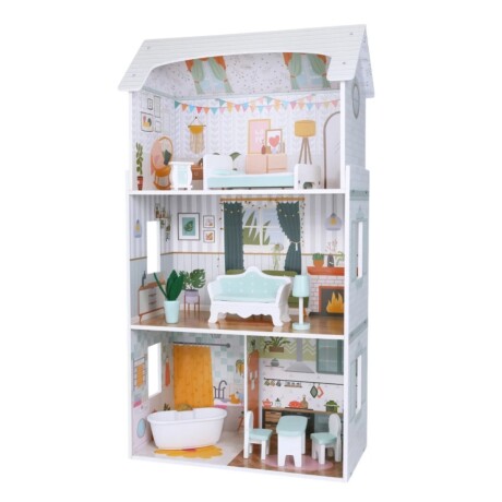 Casita de Muñecas Edu Fun Pearl Doll House con 8 Muebles 001