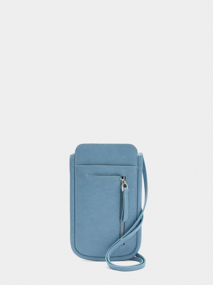 Bolsa Para Móvil Con Detalles De Piel - azul 