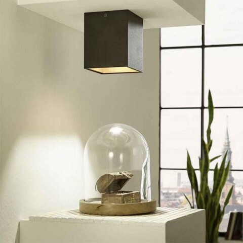 Plafón LED negro/dorado cubo 3,3W 10X10 POLASSO EG1166