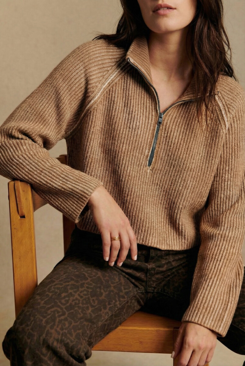 Sweater Algodón Cierre - Camel 