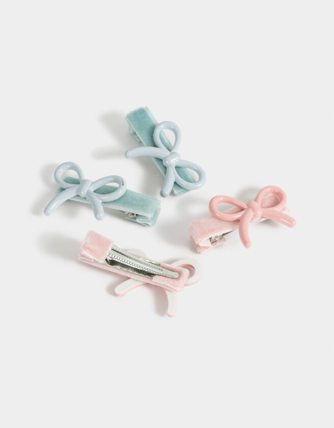 Hebillas Infantiles Con moño Set De Piquitos Con Moño - Combinacion Bicolor