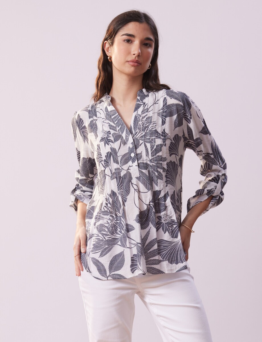 Blusa Gasa Print - Multi/gris 