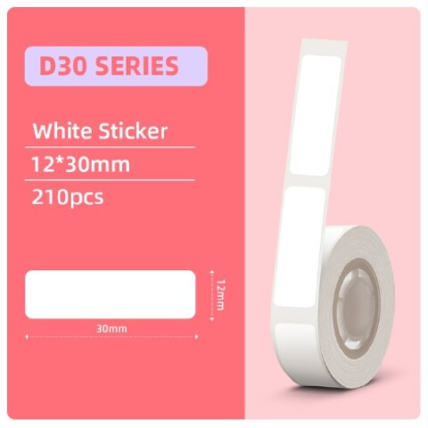 Etiqueta Blanca 12mm*30mm para impresora D30 210 uds. Etiqueta Blanca 12mm*30mm para impresora D30 210 uds.