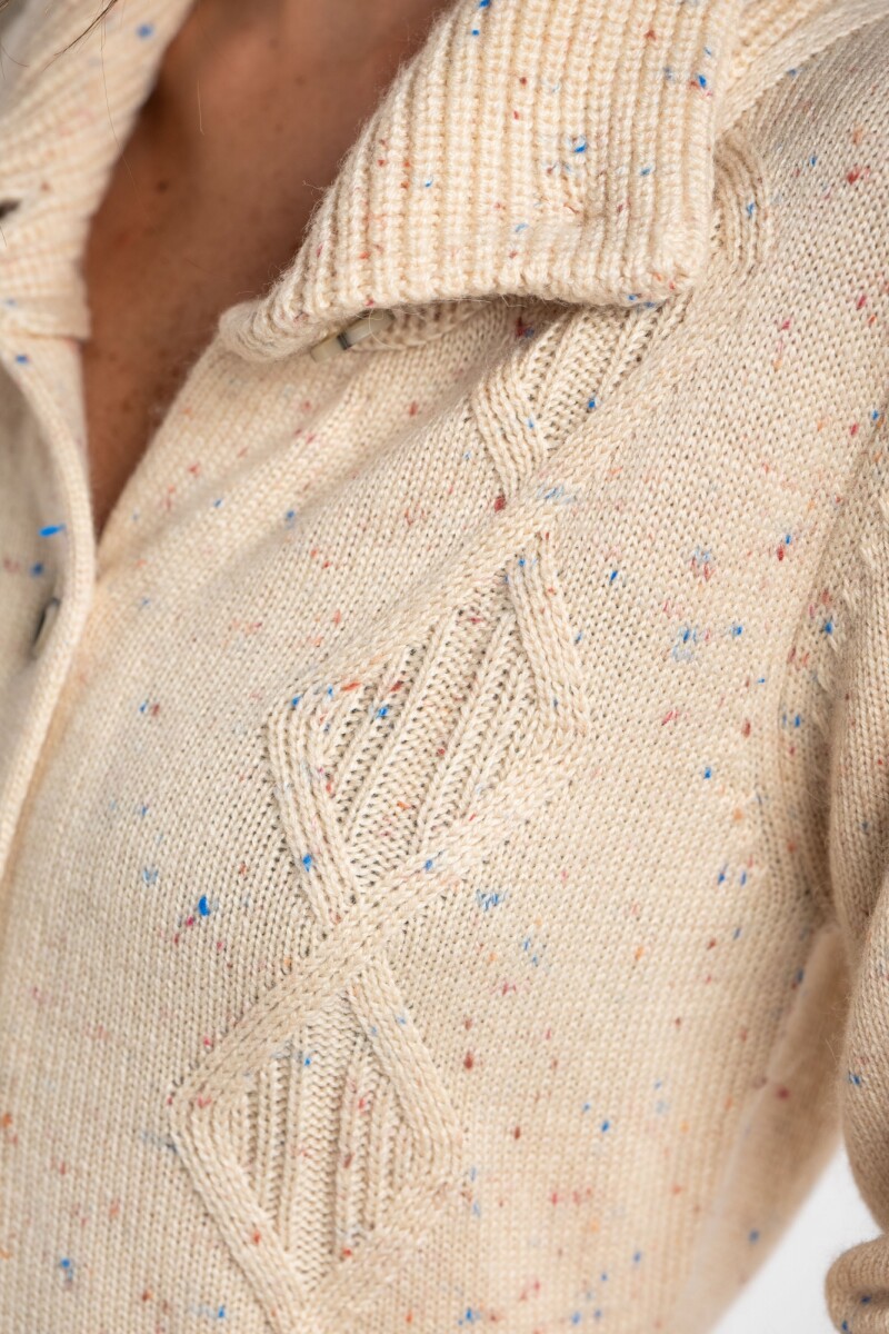 Cardigan Solapa Beige Melange