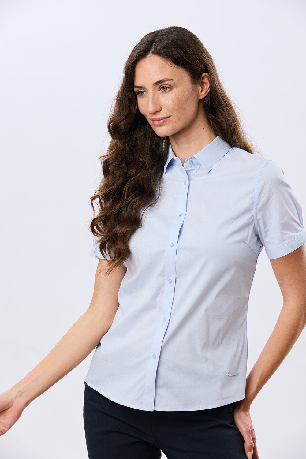 CAMISA RAYADA Celeste