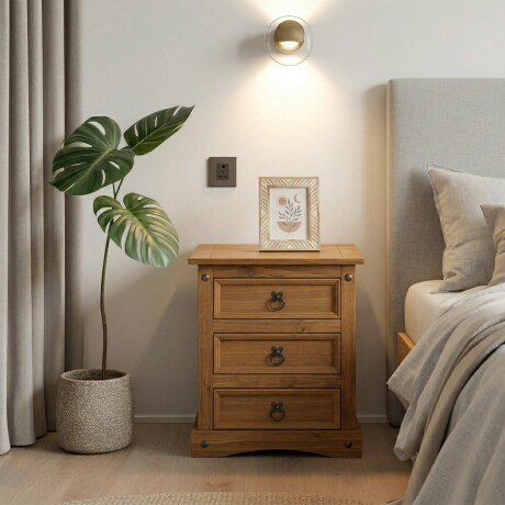 Mesa de luz 3 Cajones Línea Naturale Roble