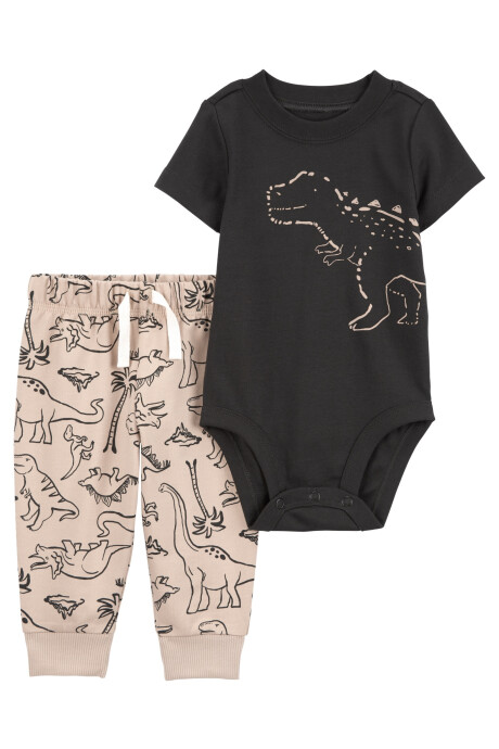 Set dos piezas de algodón, pantalón y body diseño dinos Sin color